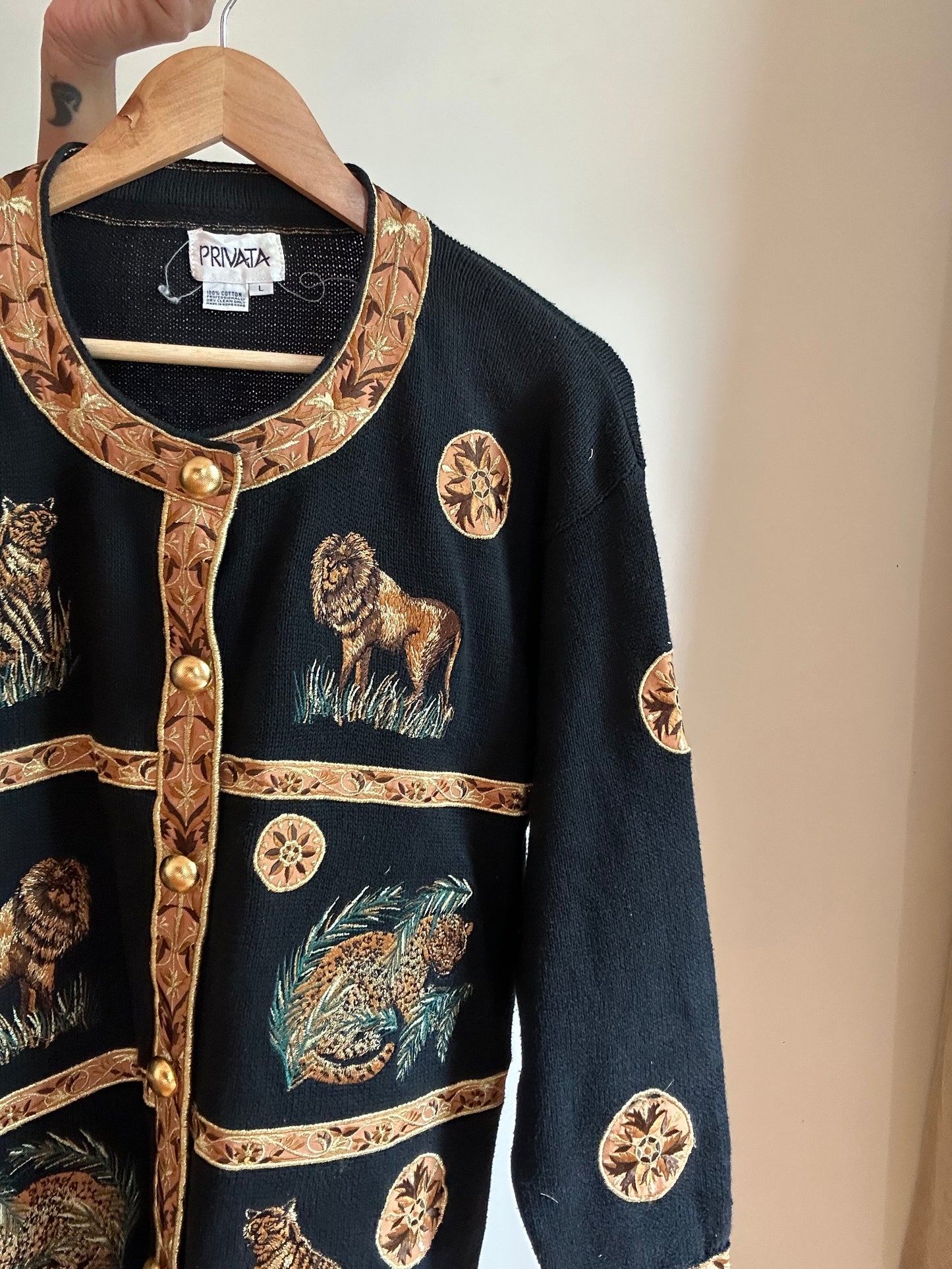 Private Vintage Embroidered And Patchwork Knit Cardigan