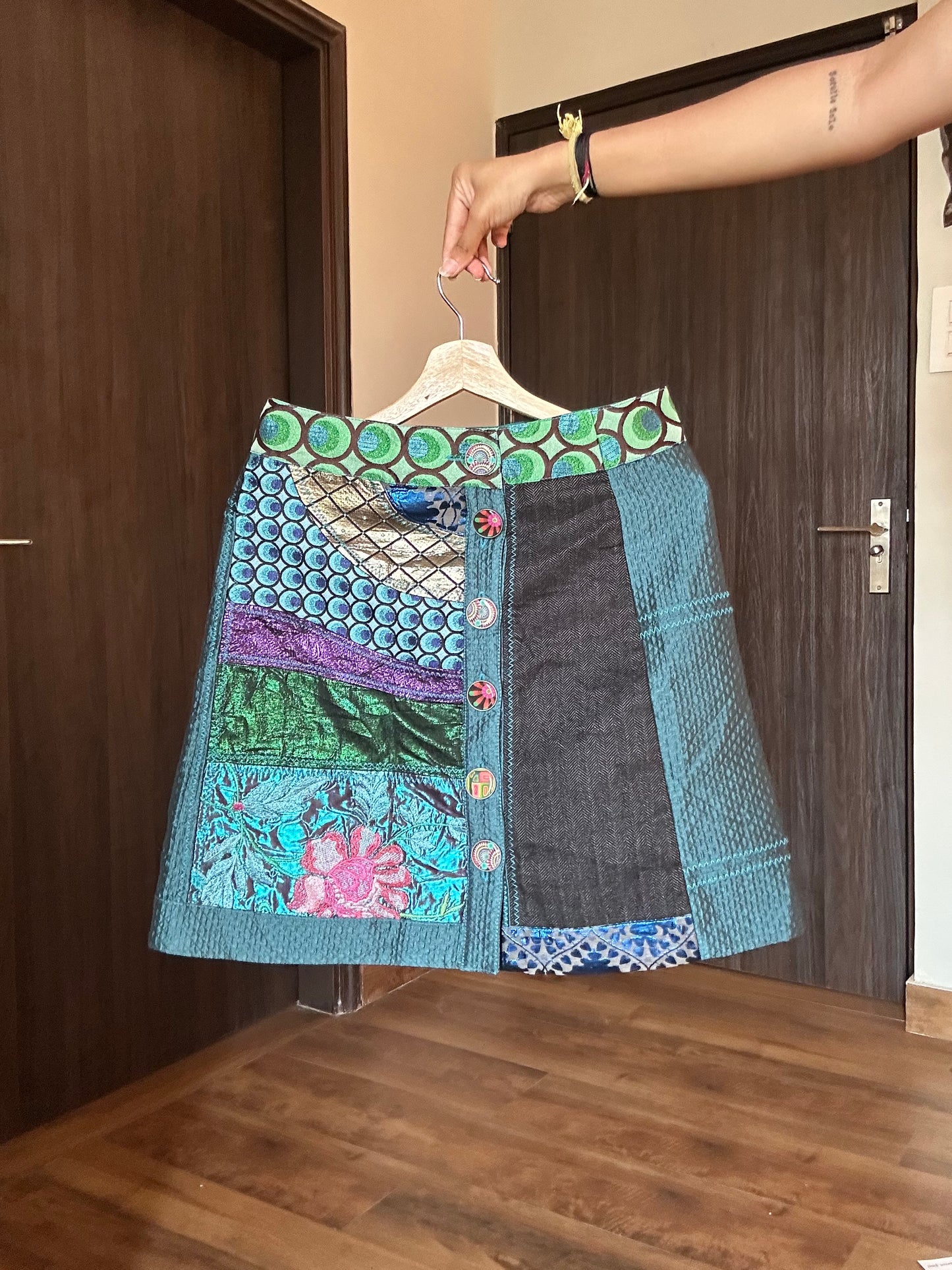 Vintage Desigual Patchwork and Embroidered Skirt
