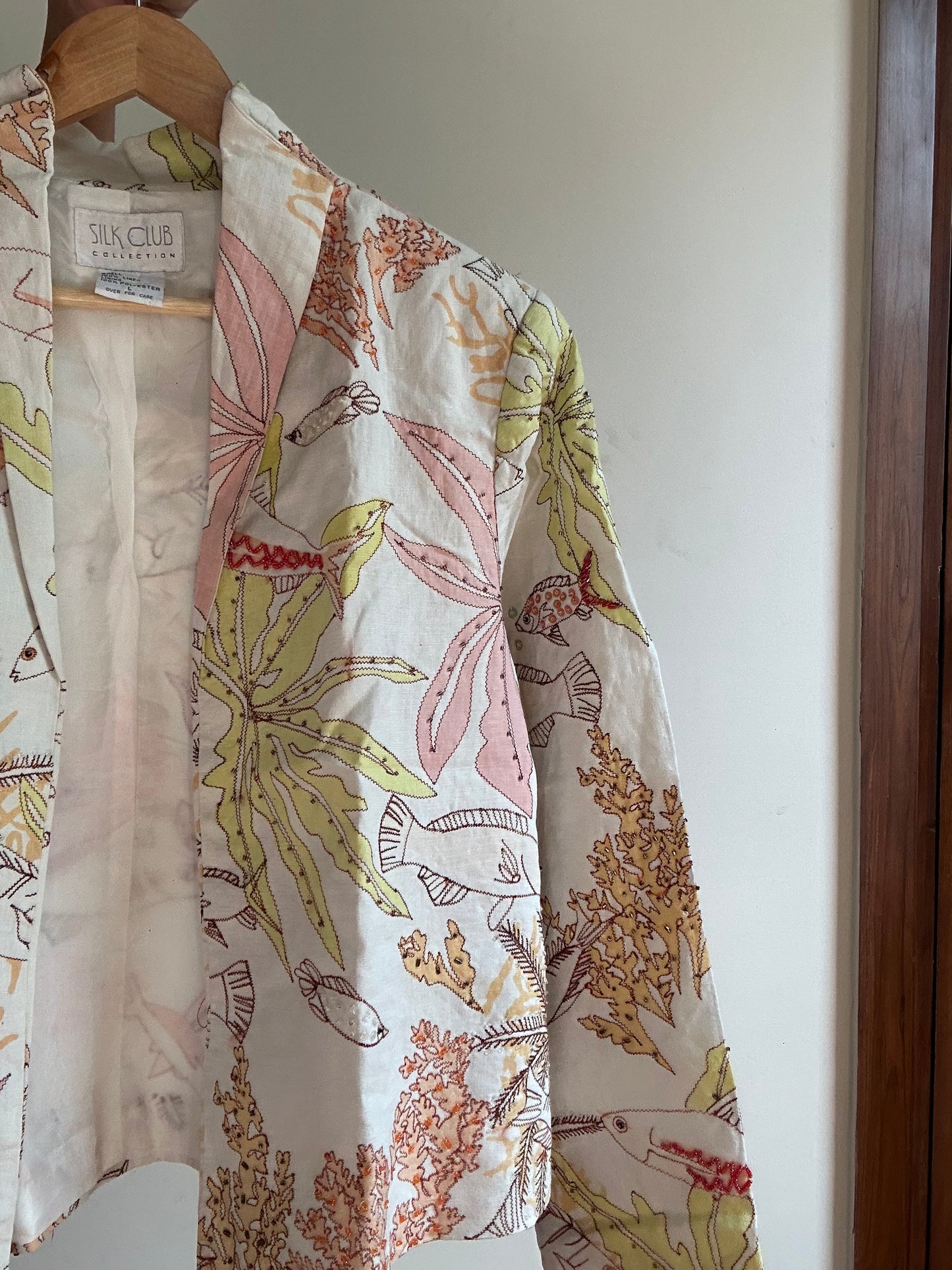 Vintage Silk Club All Embroidered And Beaded Linen Shaket