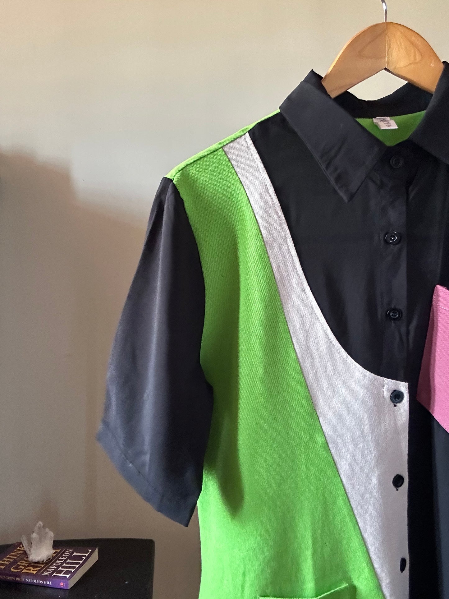 Vintage Black Patchwork Shirt