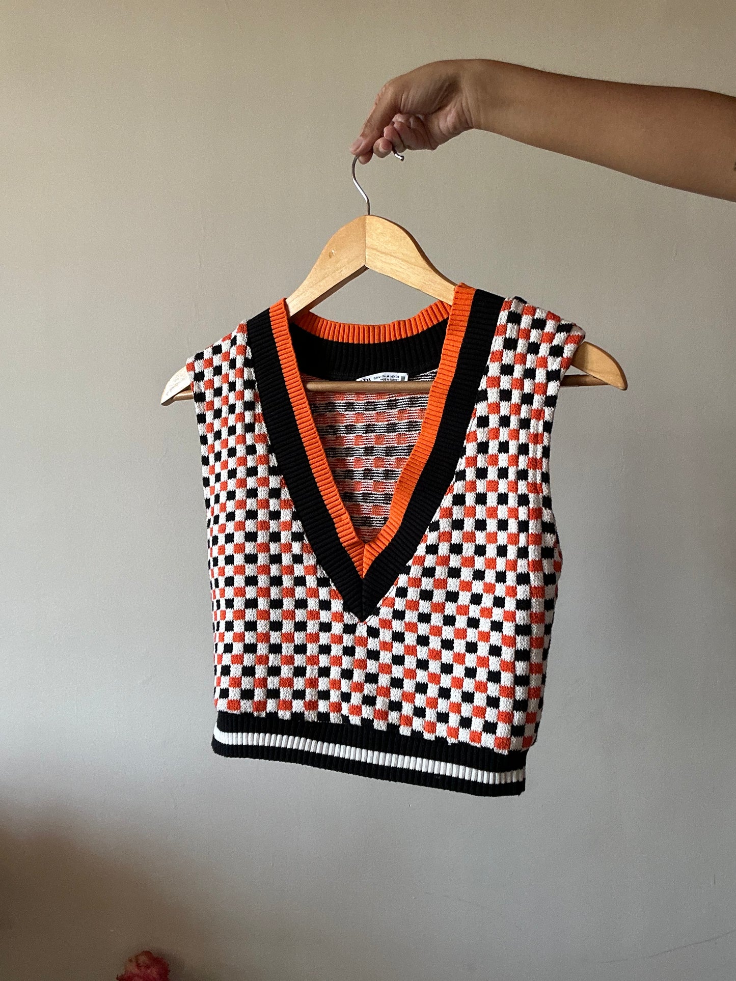 Zara Checked Sweater Vest