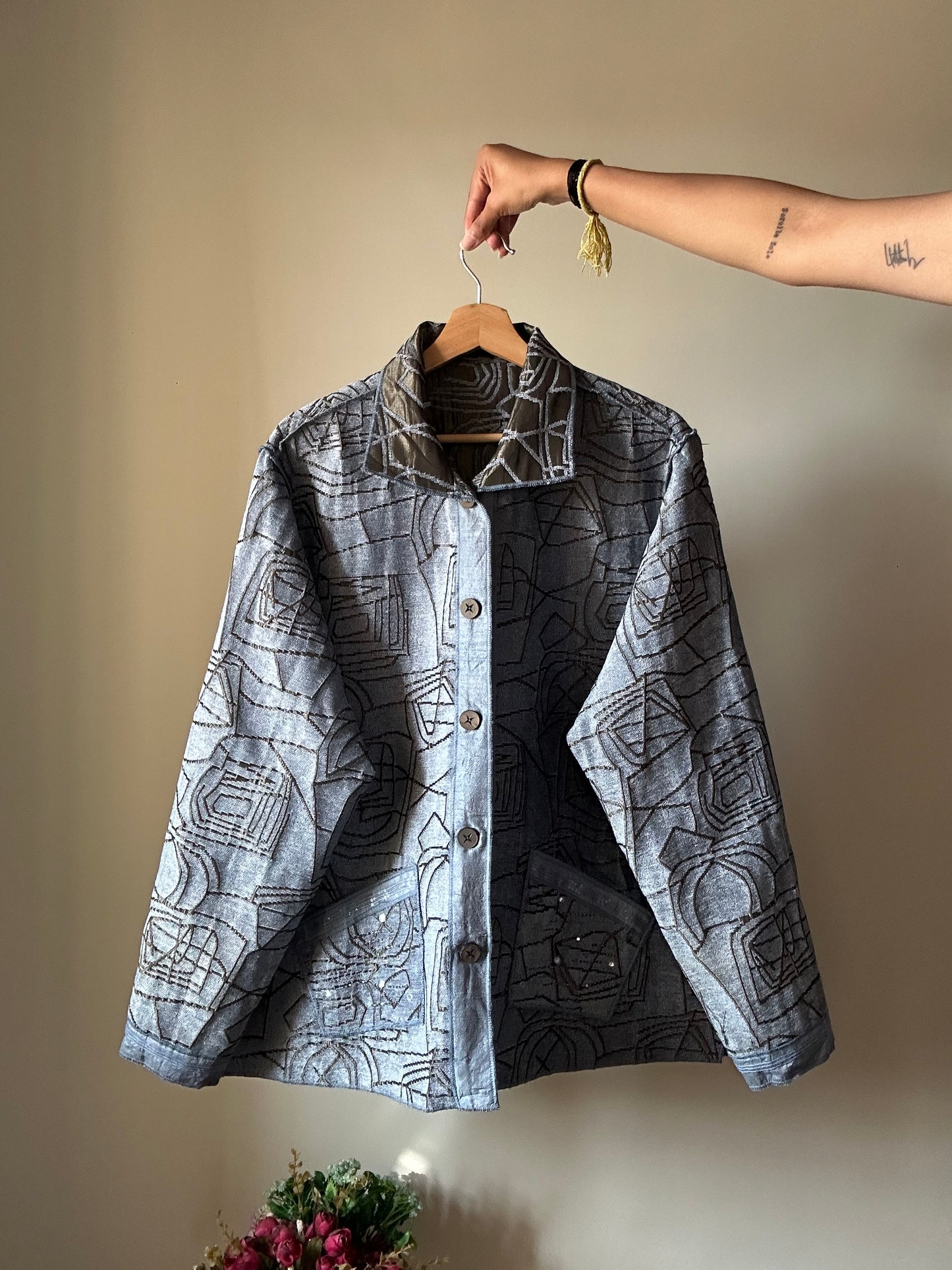 Yak Magik Vintage Reversible Shaket With Beaded and Embroidered On The Pockets