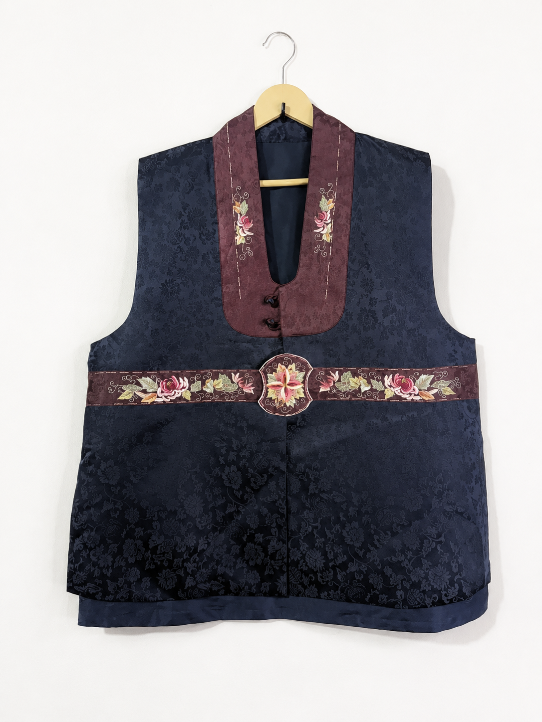 Vintage Midnight Bloom Hanbok Vest