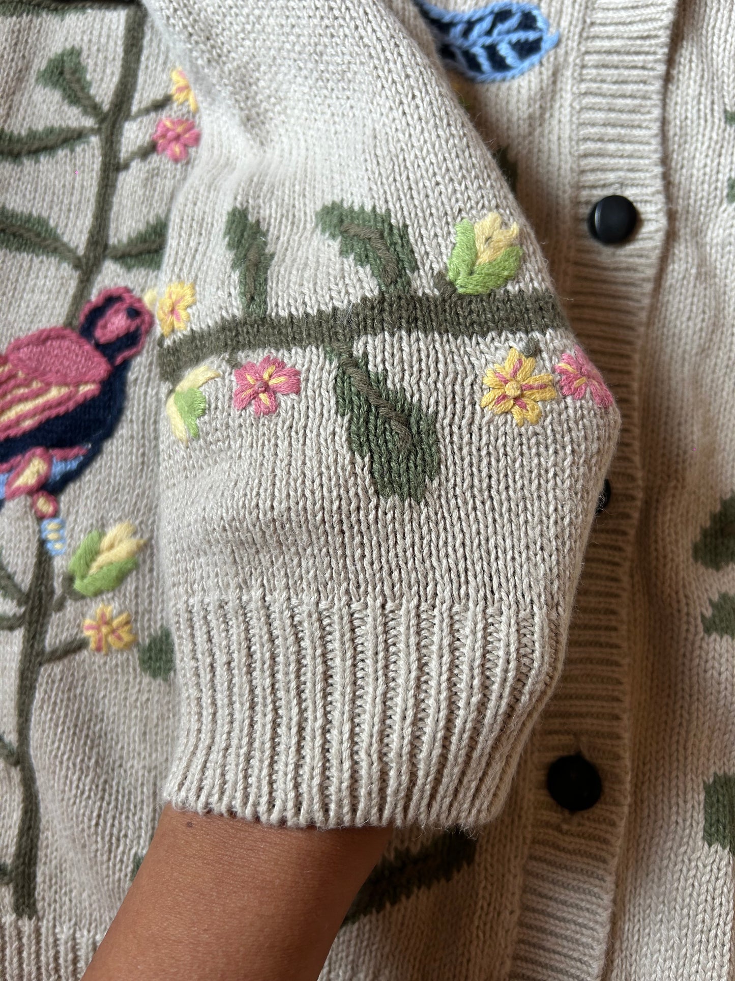 Vintage Northern Treasure Hand Embroidered Knit Cardigan