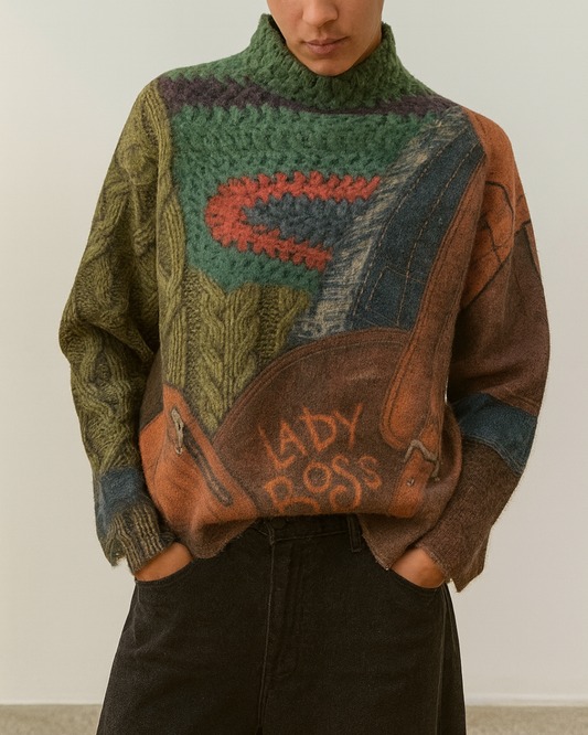 Vintage Printed Knit Pullover