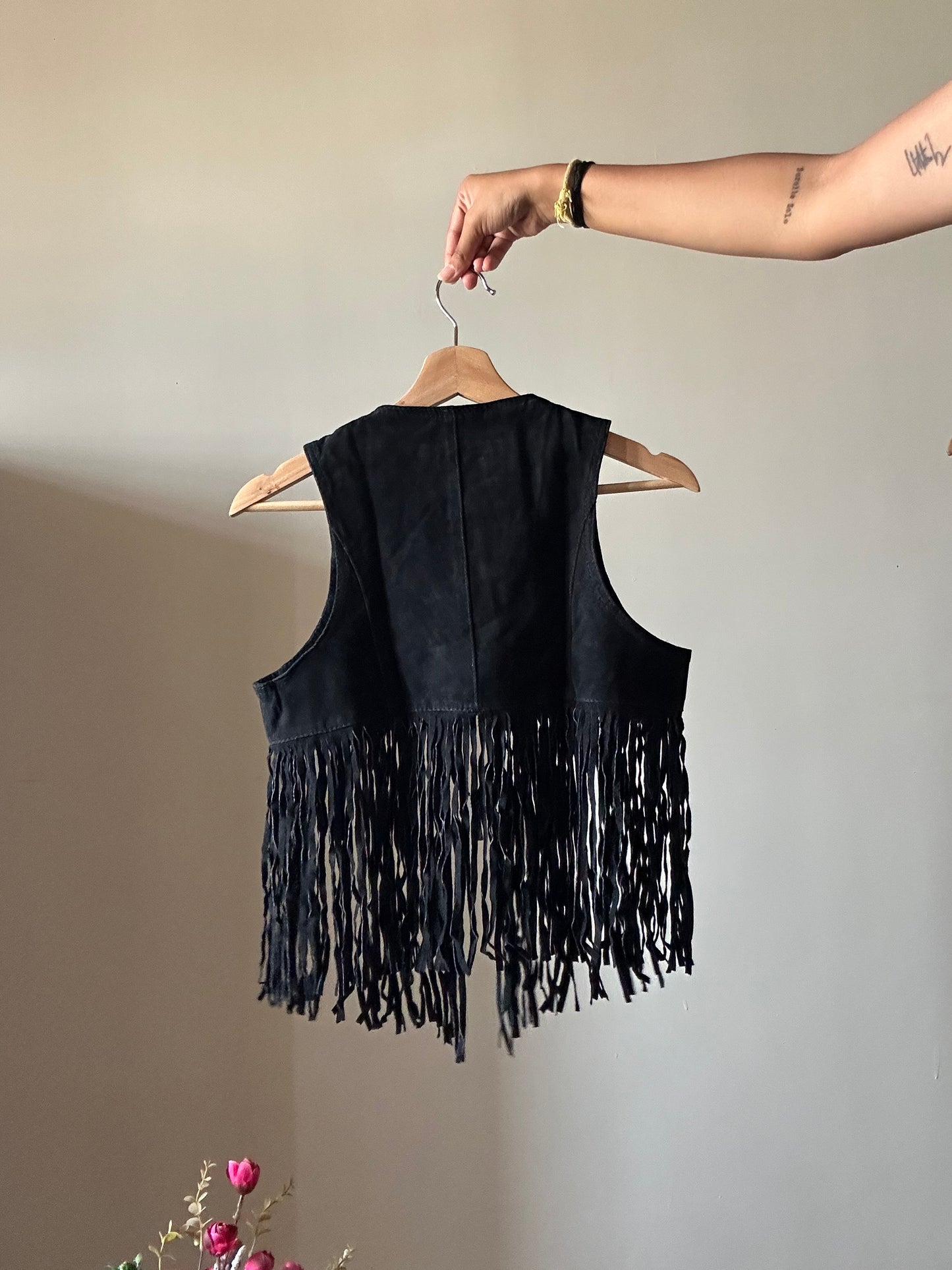Vintage Leather Fringe Vest By Kess
