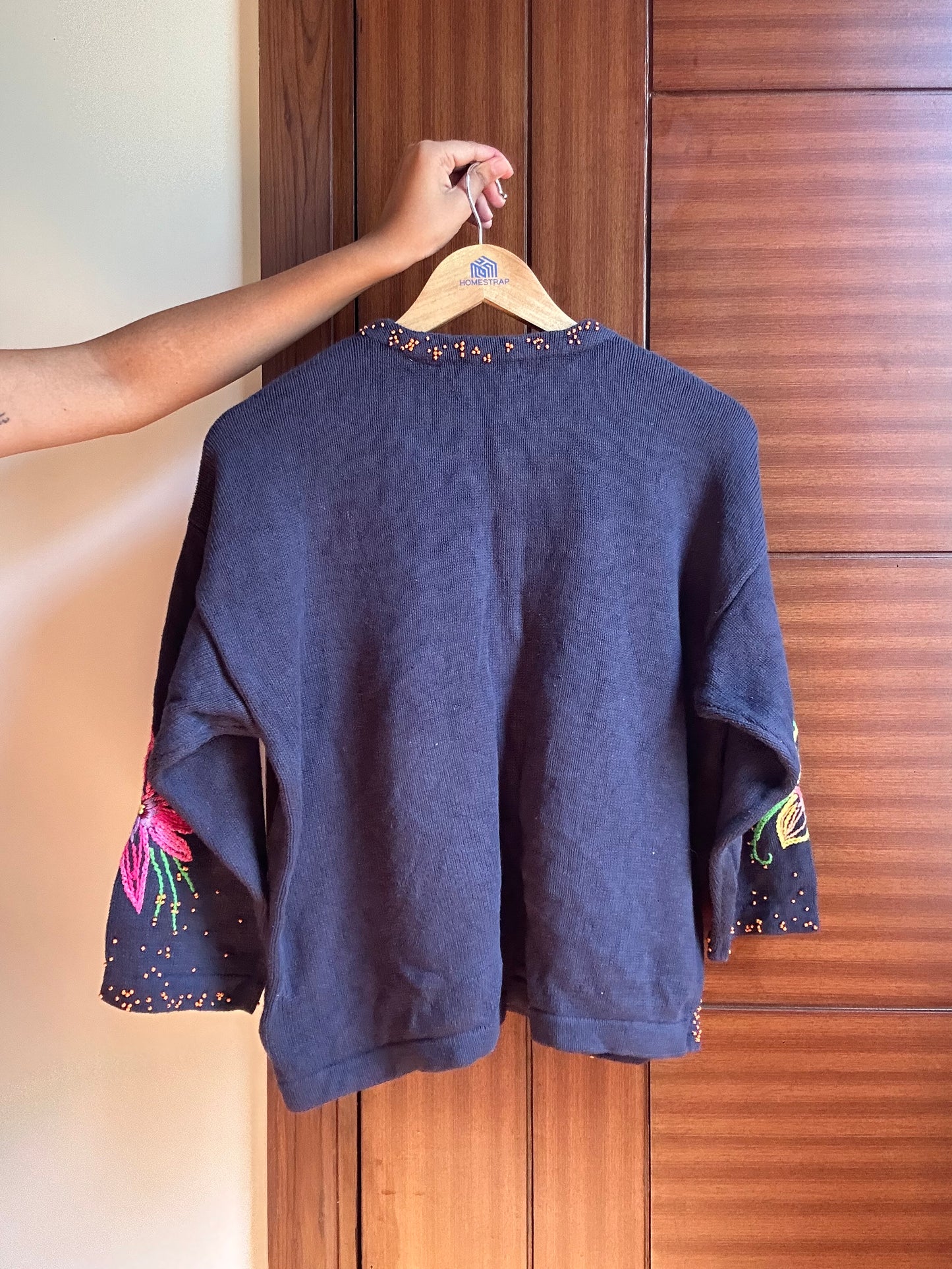 Antarctica Vintage Knit Cardigan With Embroidery and Beading