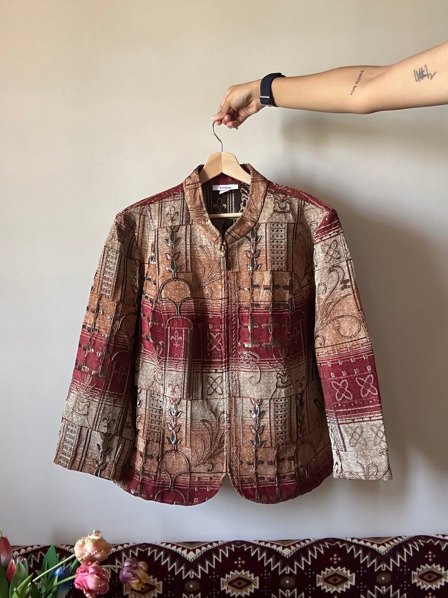 Vintage Dressbarn Woven Front Zipper Jacket