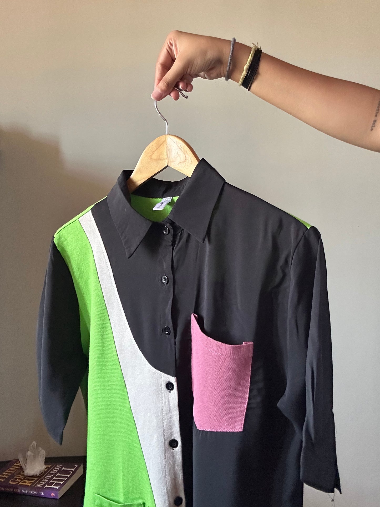 Vintage Black Patchwork Shirt