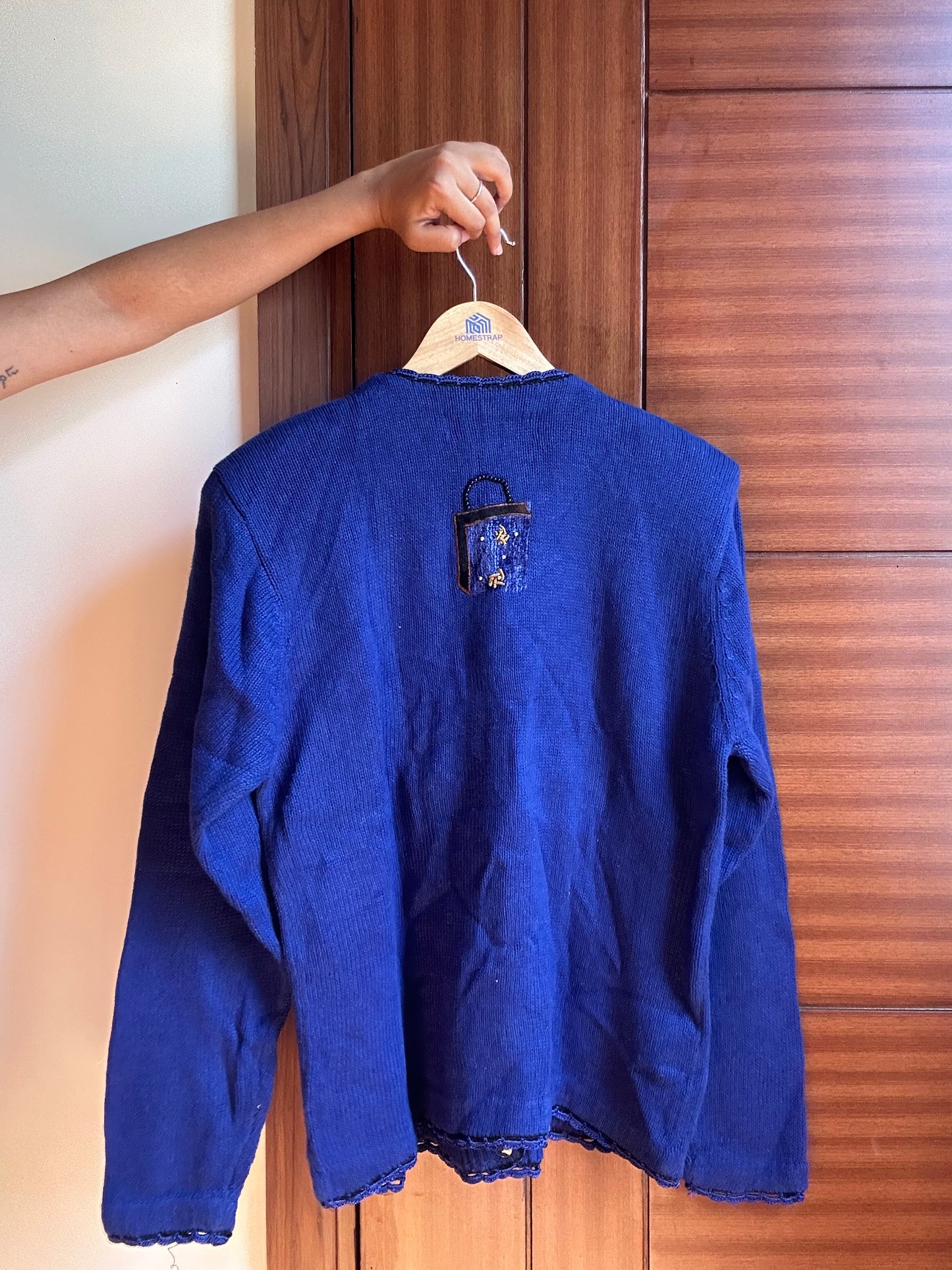 Victoria Harbour Vintage Knit Cardigan with Patchwork and Beads