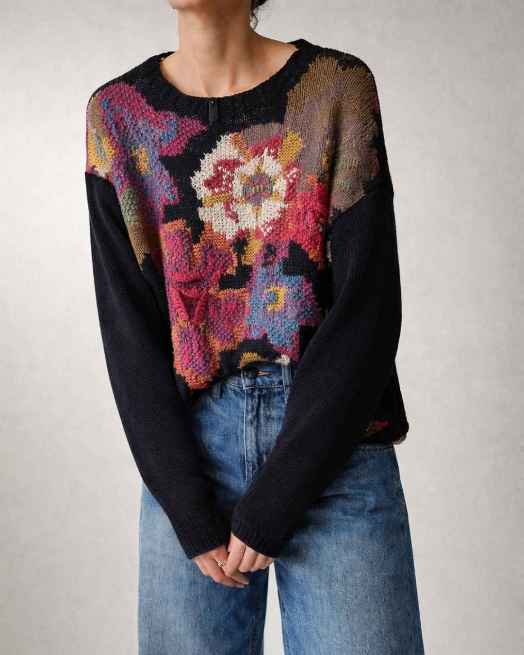 Vintage Crystal Kobe Floral Knit Pullover