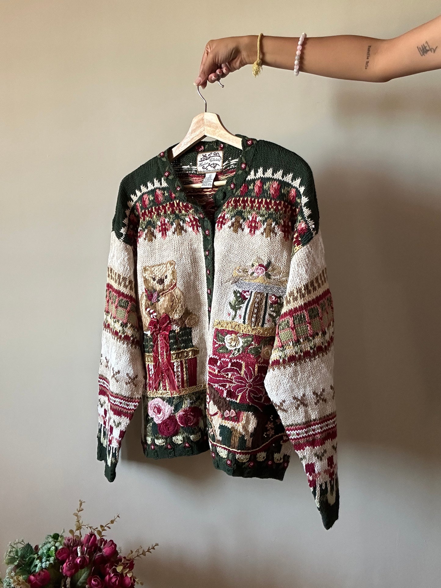 Vintage Heirloom Collectables Happy Gift Knit Cardigan