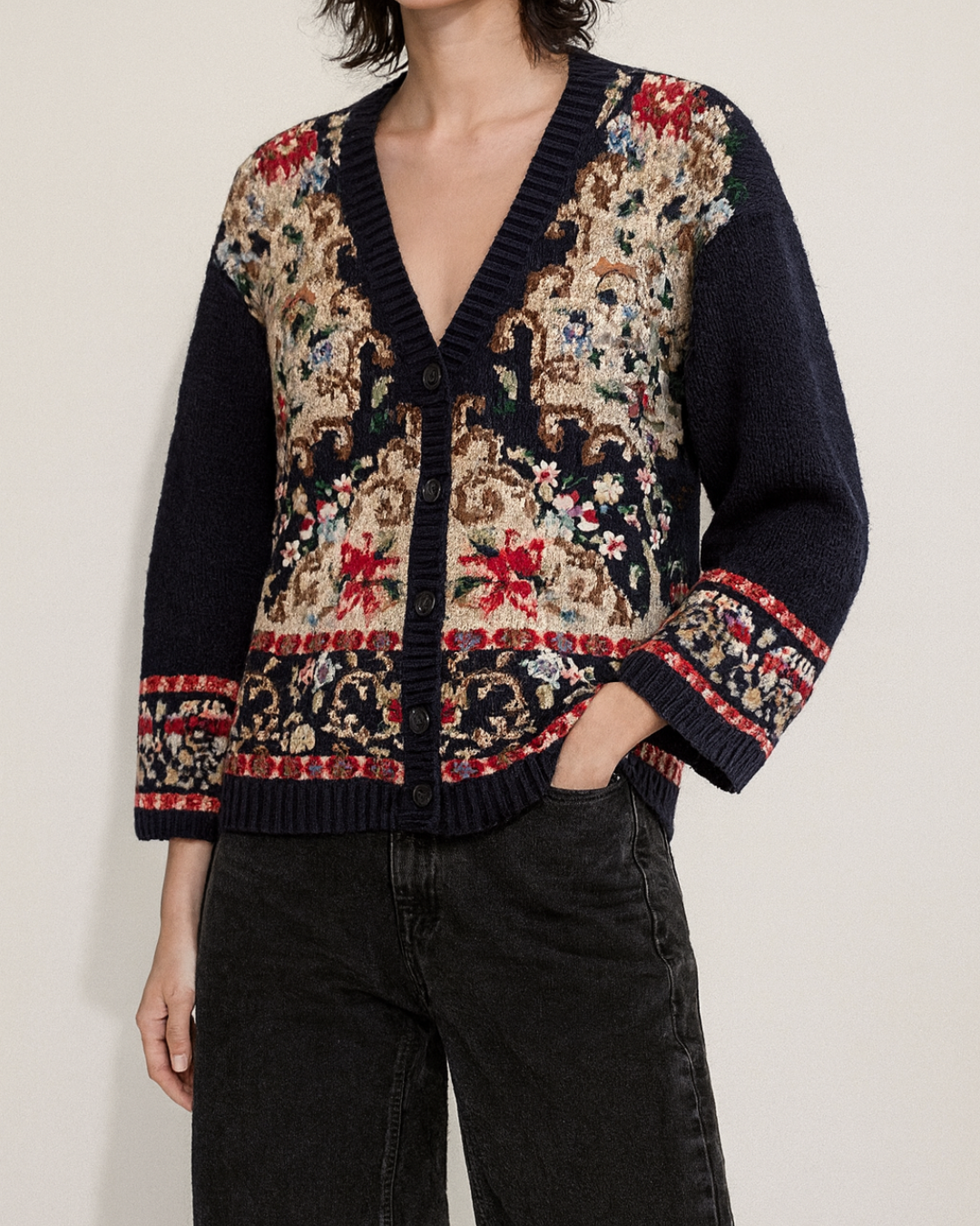 Vintage Van Heusen Knit Cardigan With Embroidery