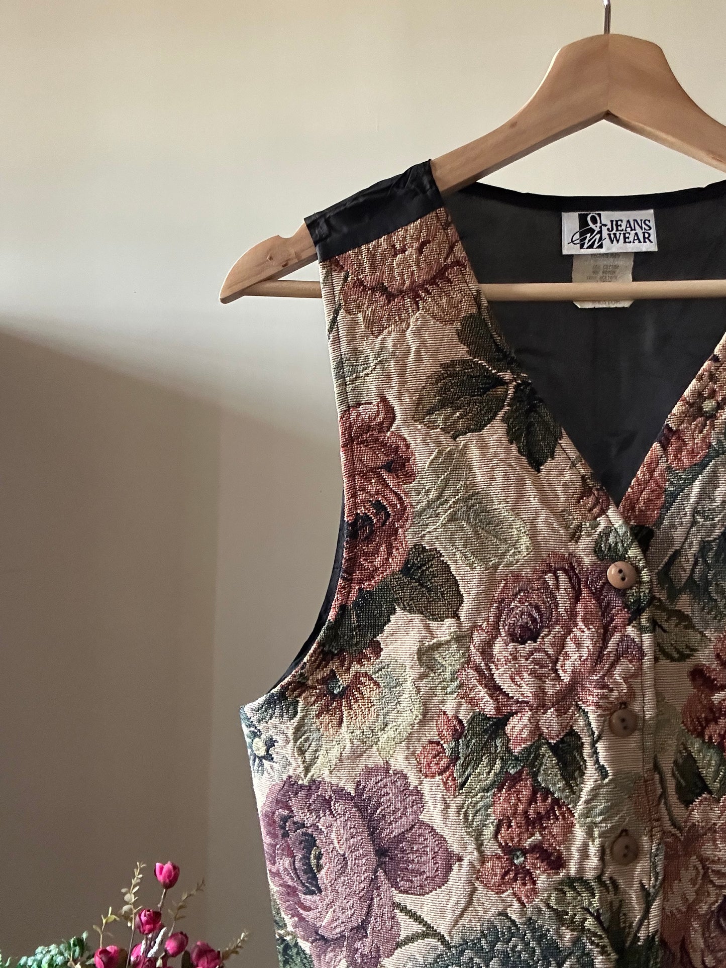 Vintage Jean Wear Floral Vest