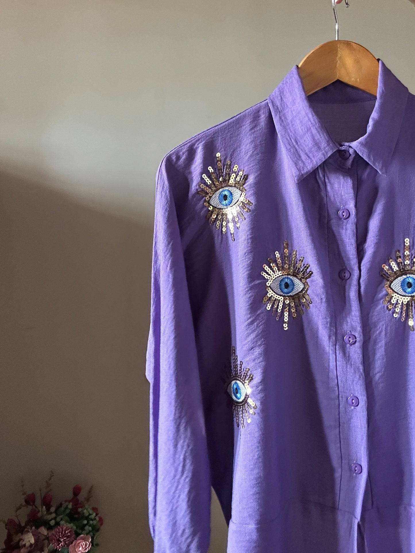 Vintage Embroidered Shirt With Front Knot