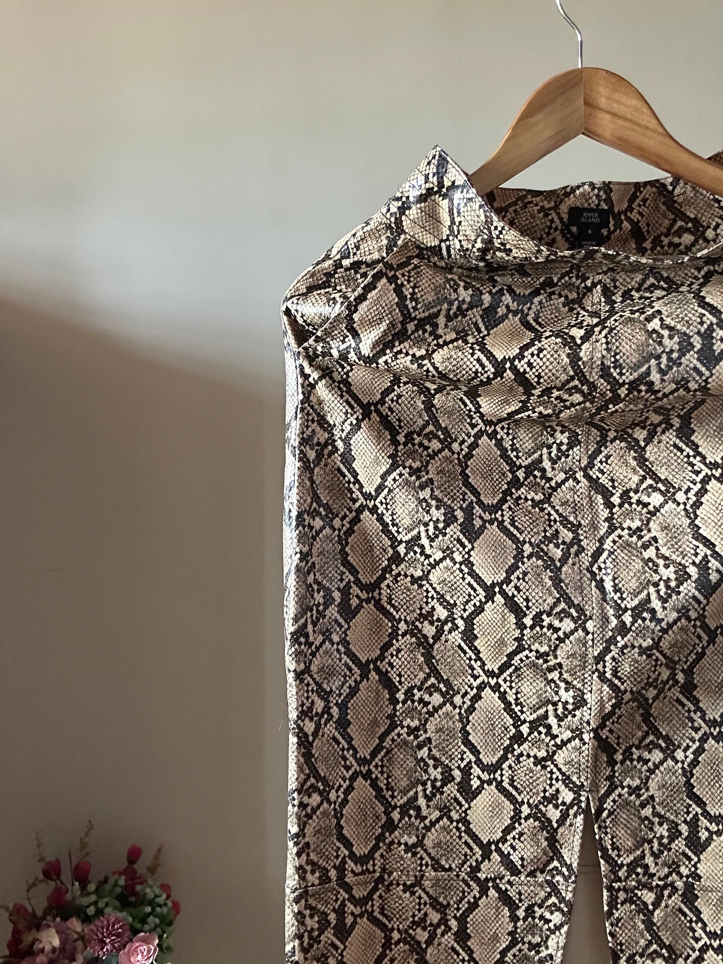 90s Python Print Leather Feel River Island Skirt