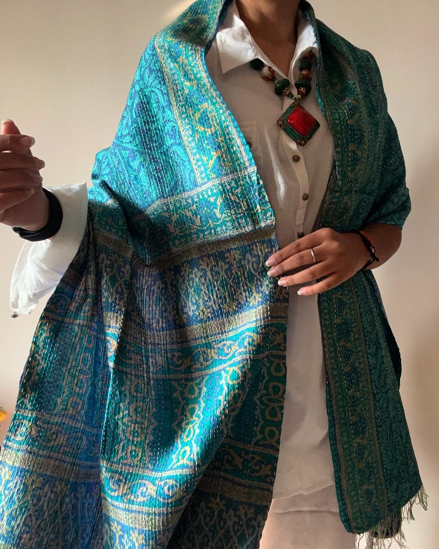 Blue Lagoon Multi Print Reversible Stole