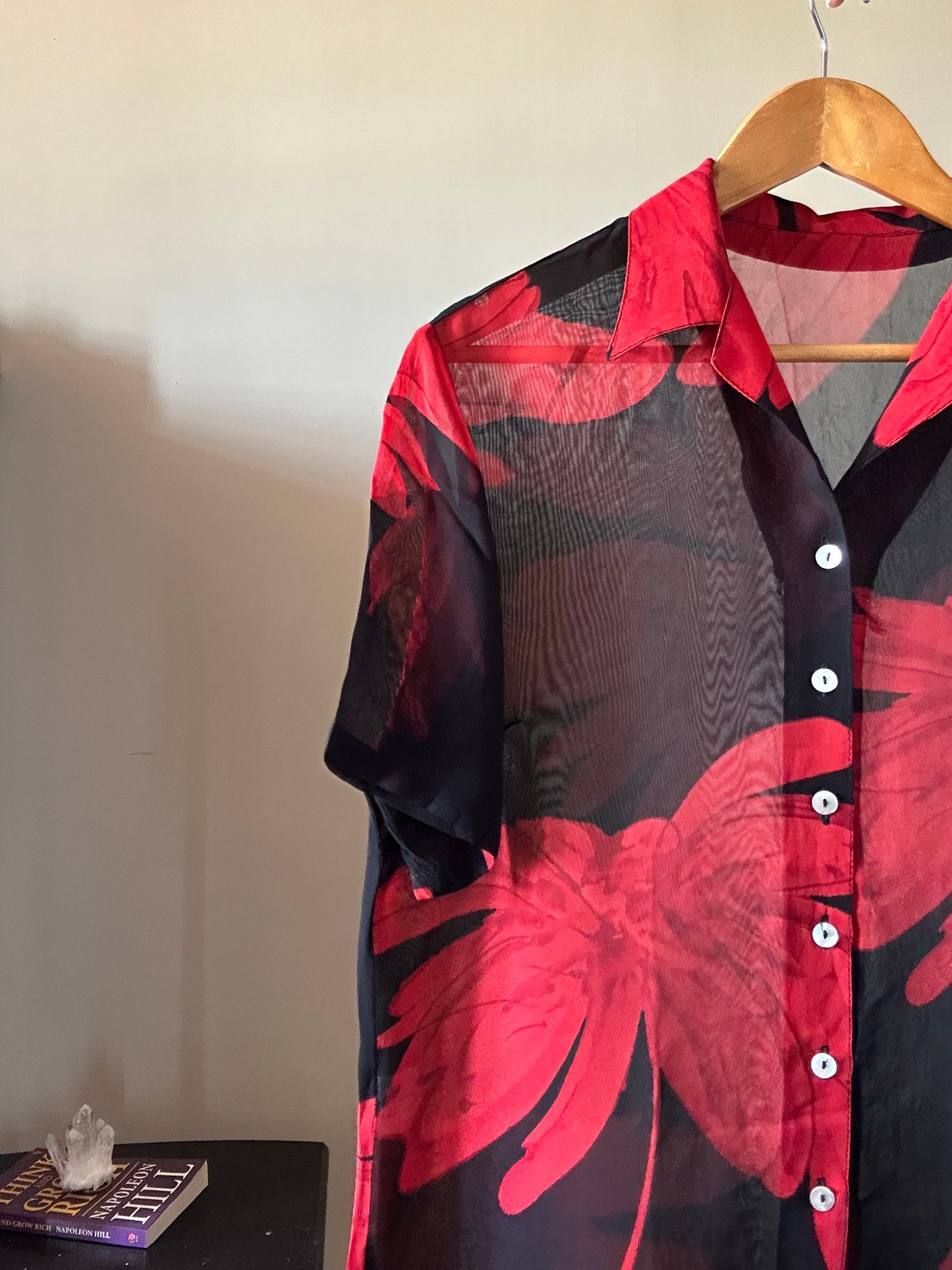 Vintage Black And Red Floral Shirt