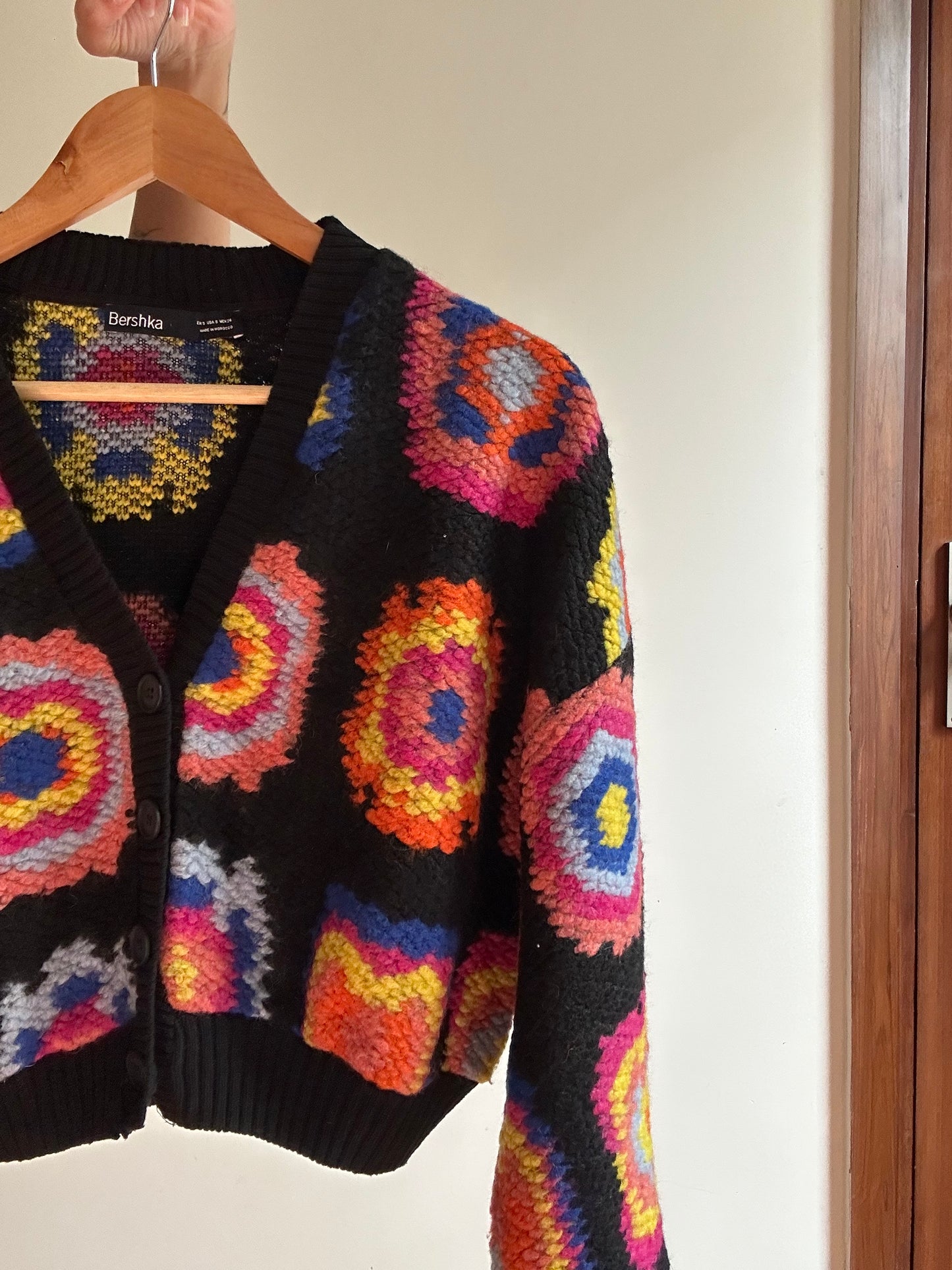 Bershka Weaved Knit Cropped Cardigan