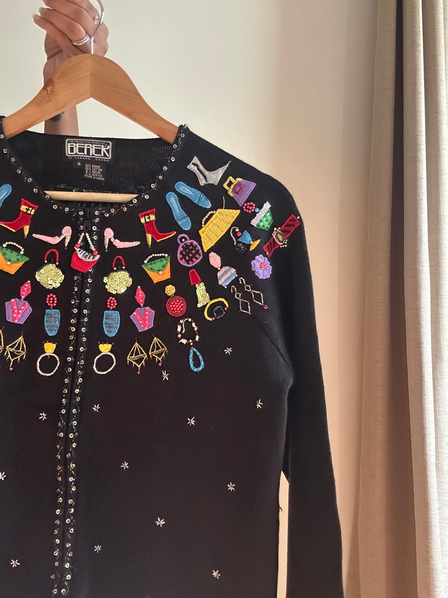 Vintage Berek By Takano Sakon Knit Beaded and Embroidered Cardigan