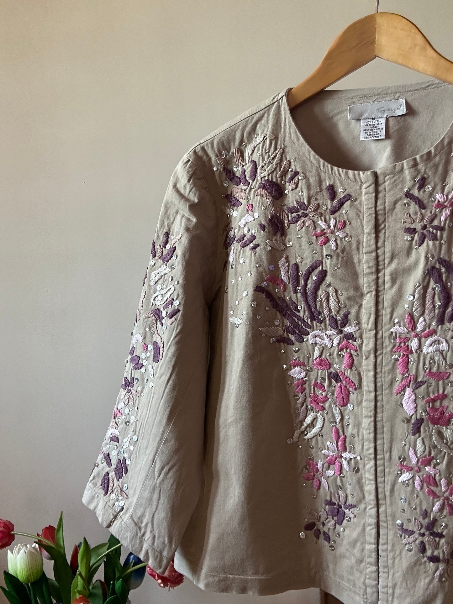 Vintage Embroidered Shaket In Brown
