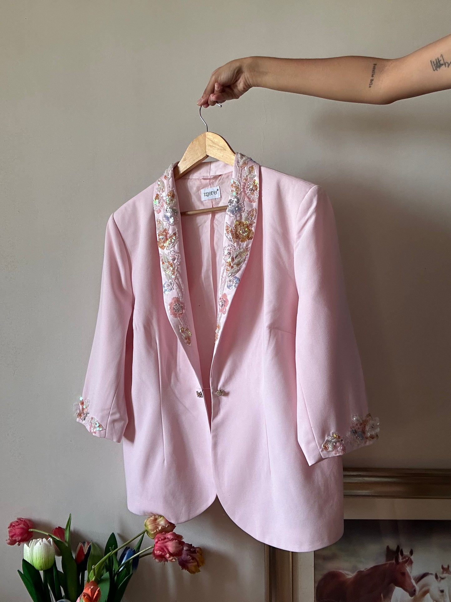 Together Vintage Beaded Pink Blazer