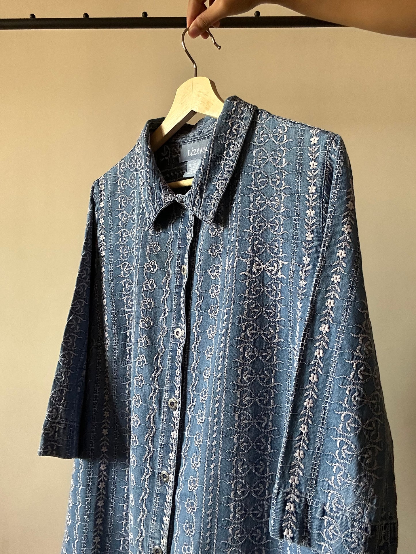 Fully Embroidered Vintage Liz&Me Denim Shirt
