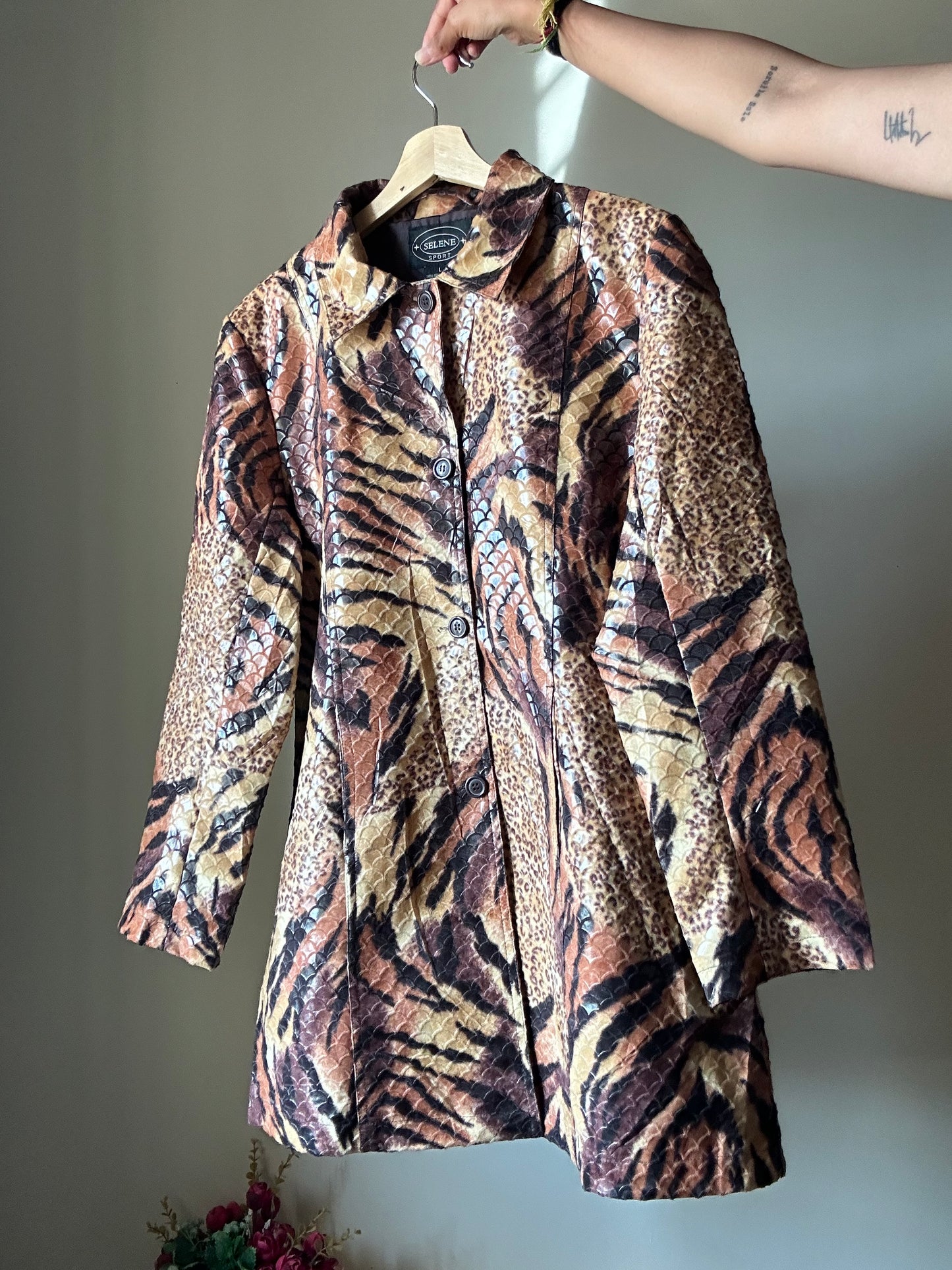 Selene Sports Vintage Cheetah and Tiger Trench