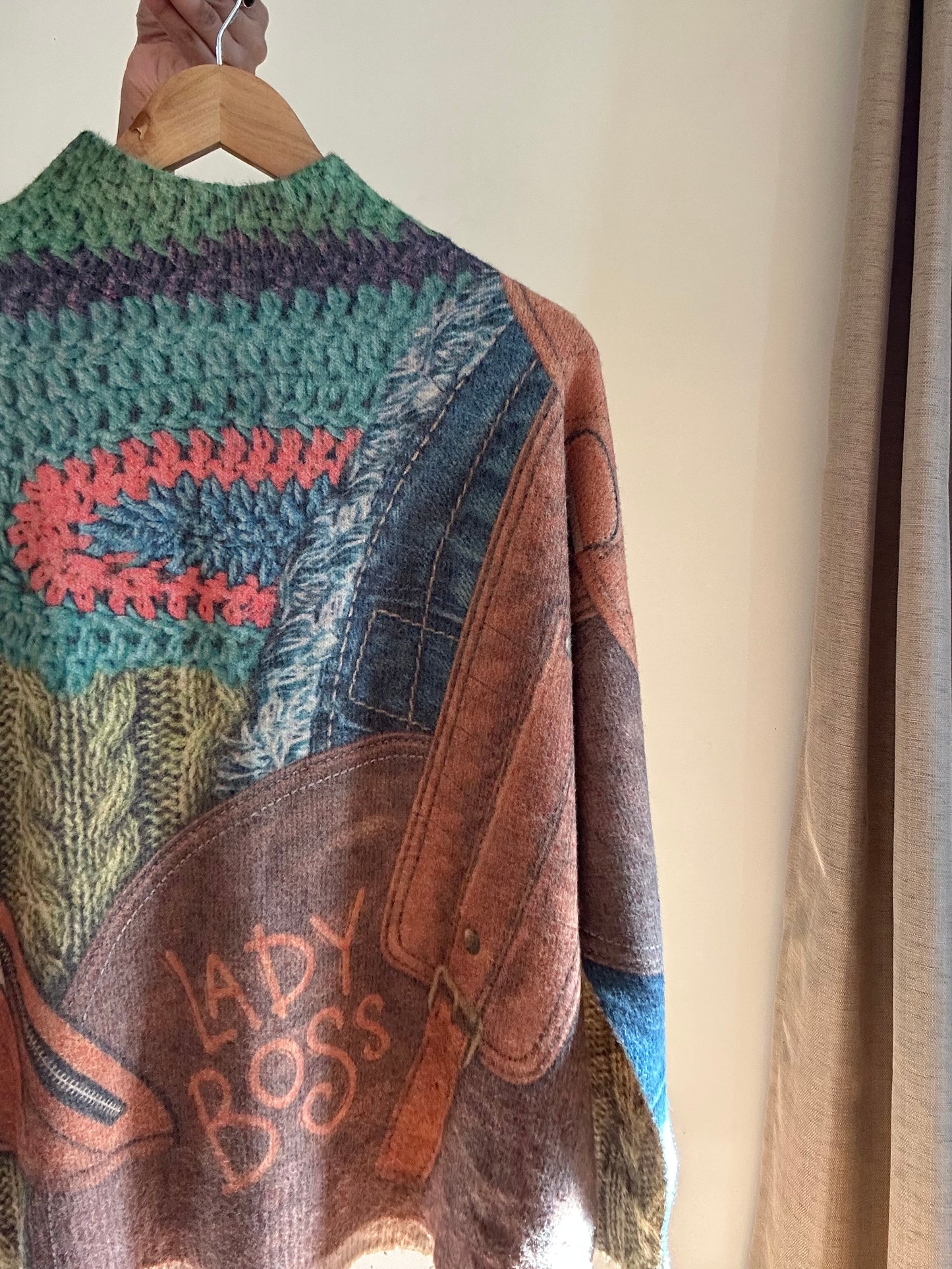 Vintage Printed Knit Pullover
