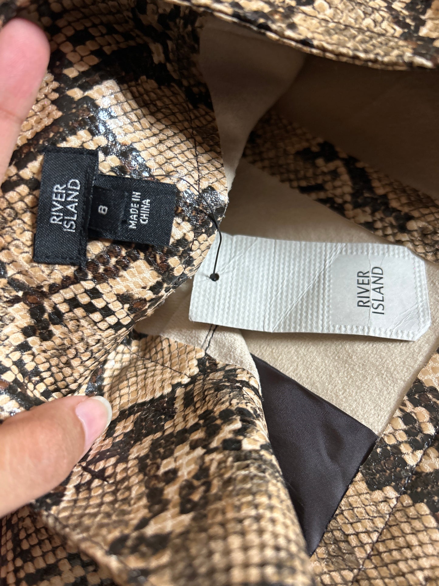 90s Python Print Leather Feel River Island Skirt