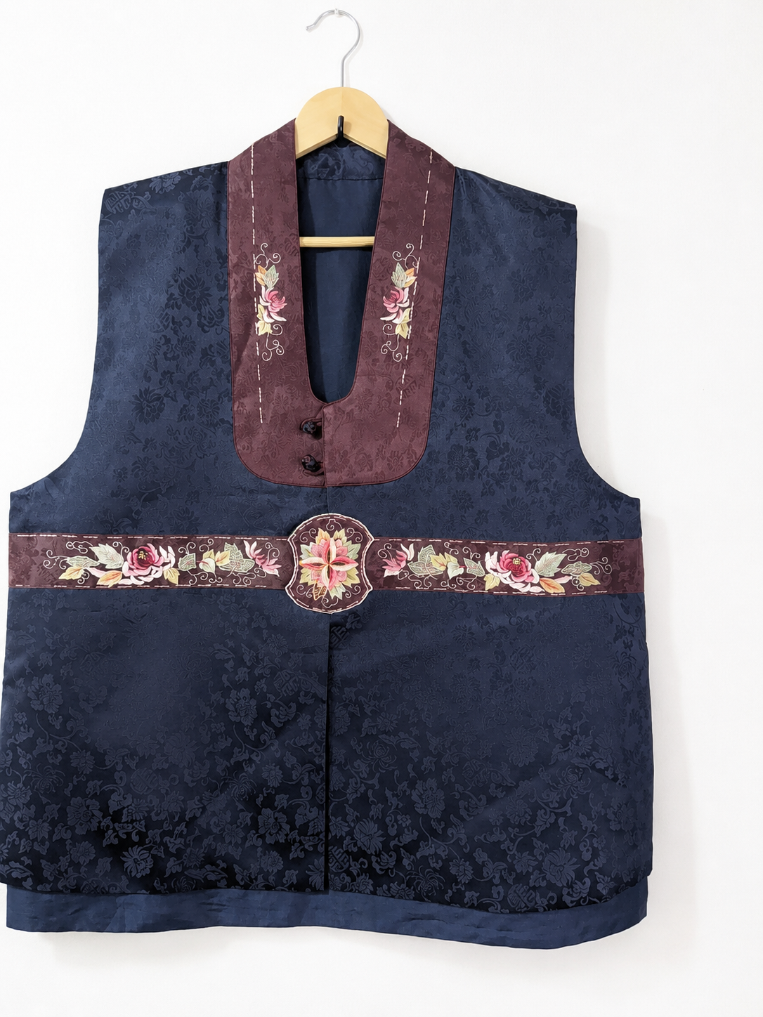 Vintage Midnight Bloom Hanbok Vest