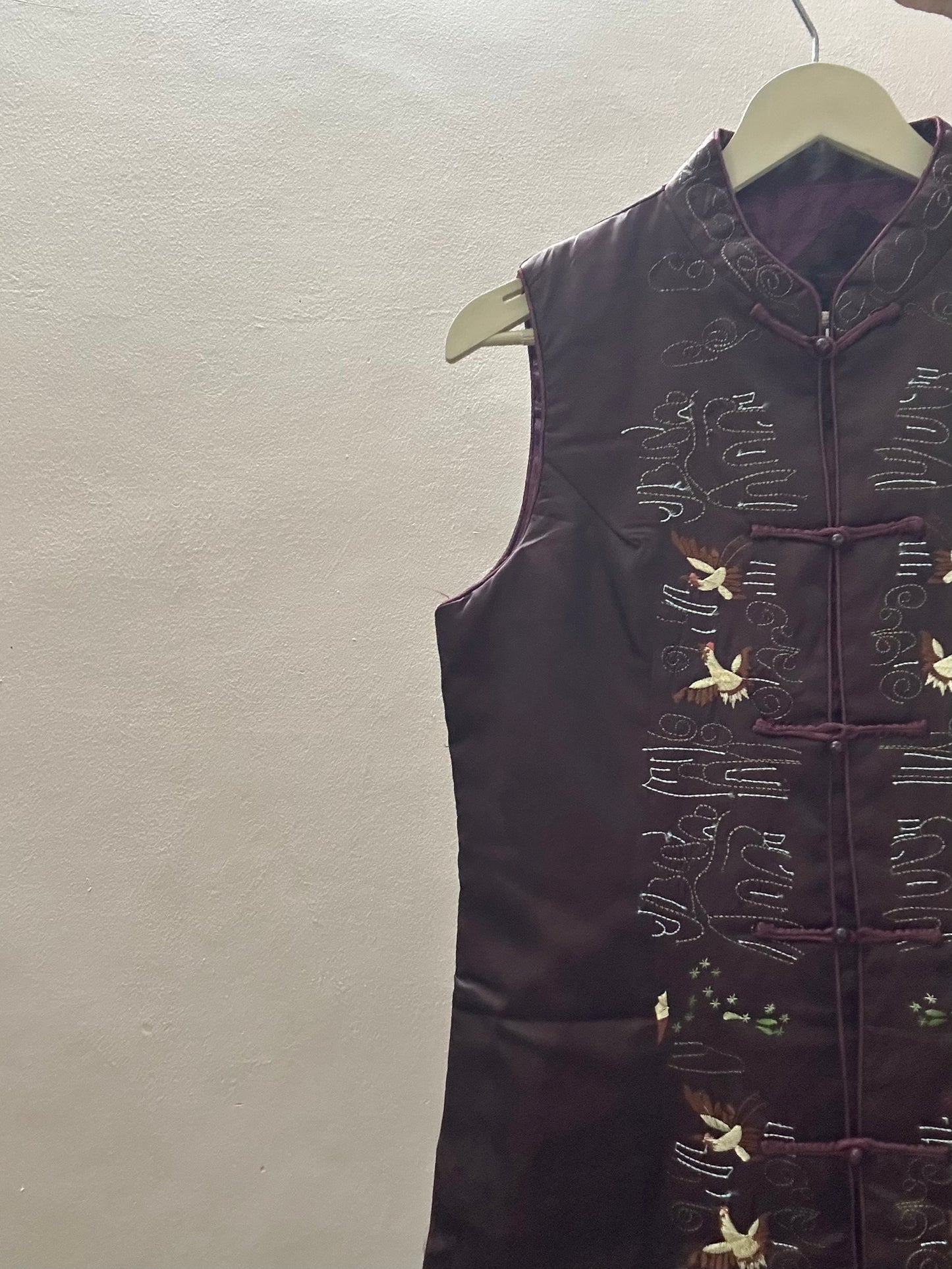 Vintage Chinese Mandarin Collar Embroidered Vest Coat