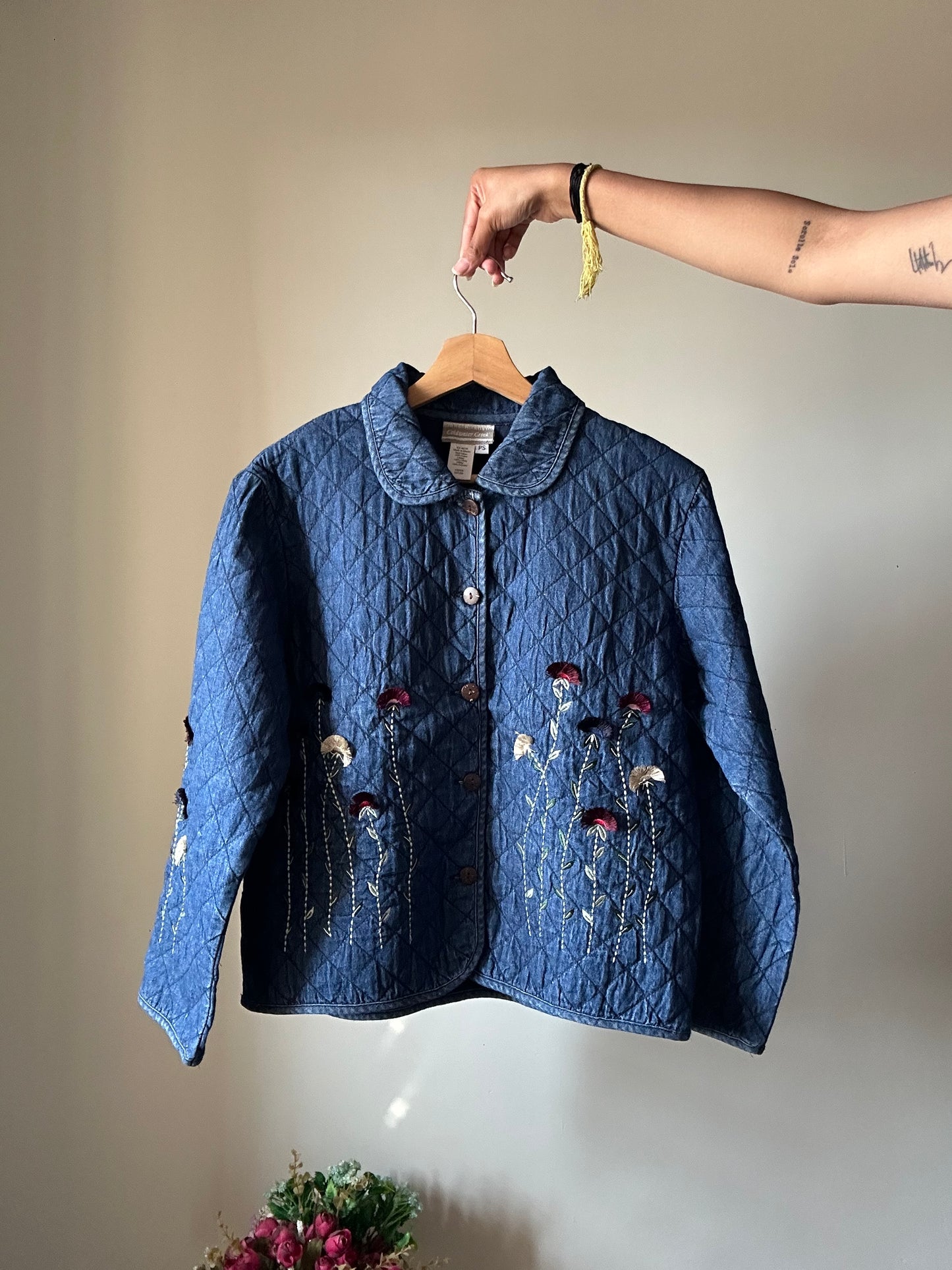Vintage Coldwater Creek Denim Lightly Quilted Shaket