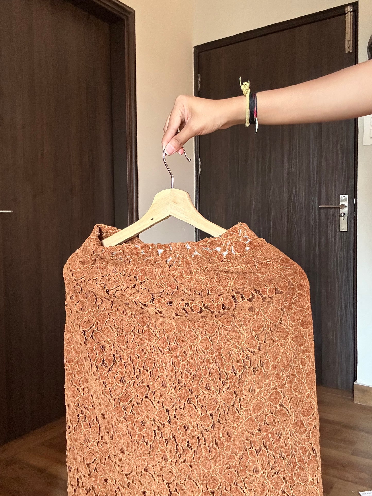 Vintage Floral Lace Side Zipper Skirt