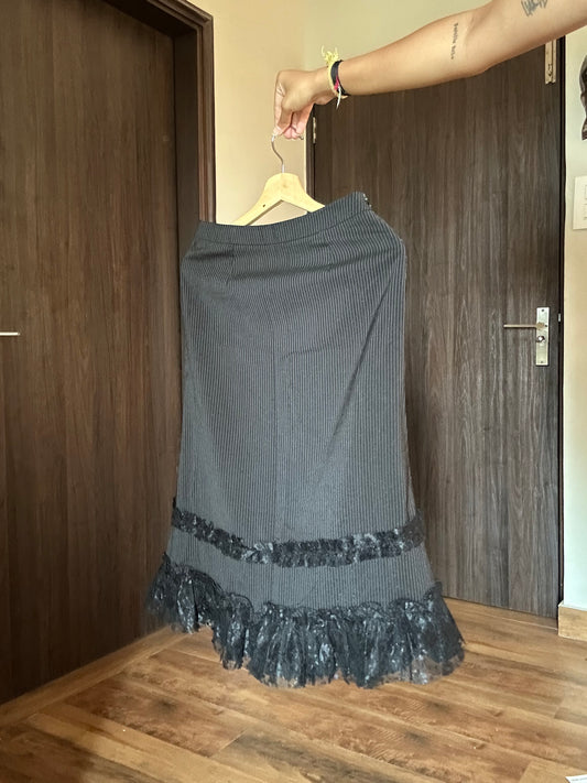 Vintage Dusa Striped and Lace Work Skirt