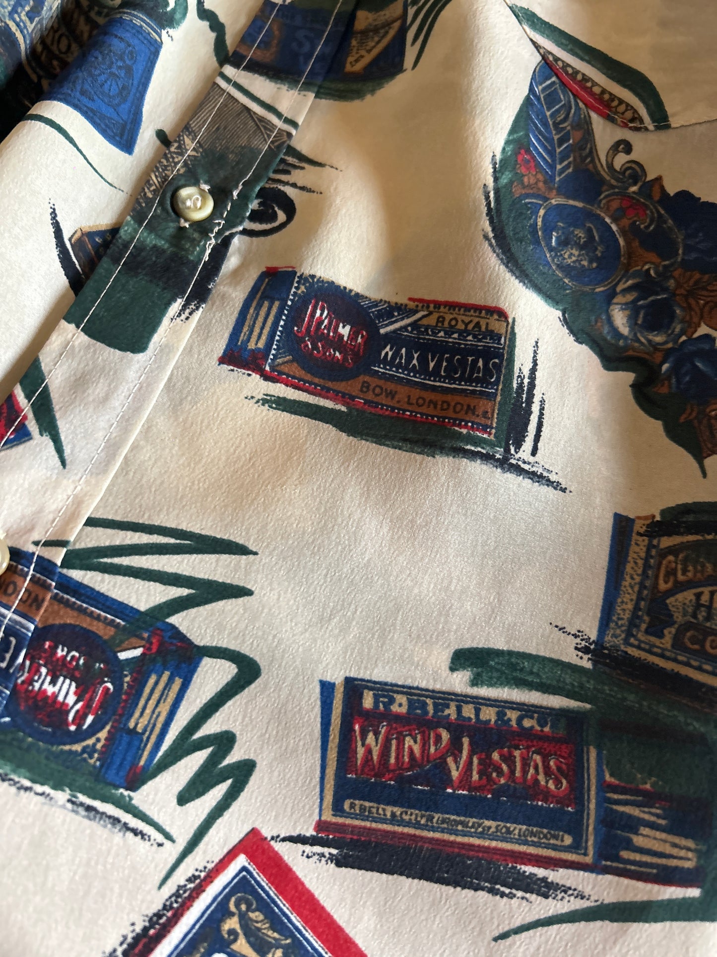 Vintage Netex Stamps and Matchbox Abstract Print Shirt