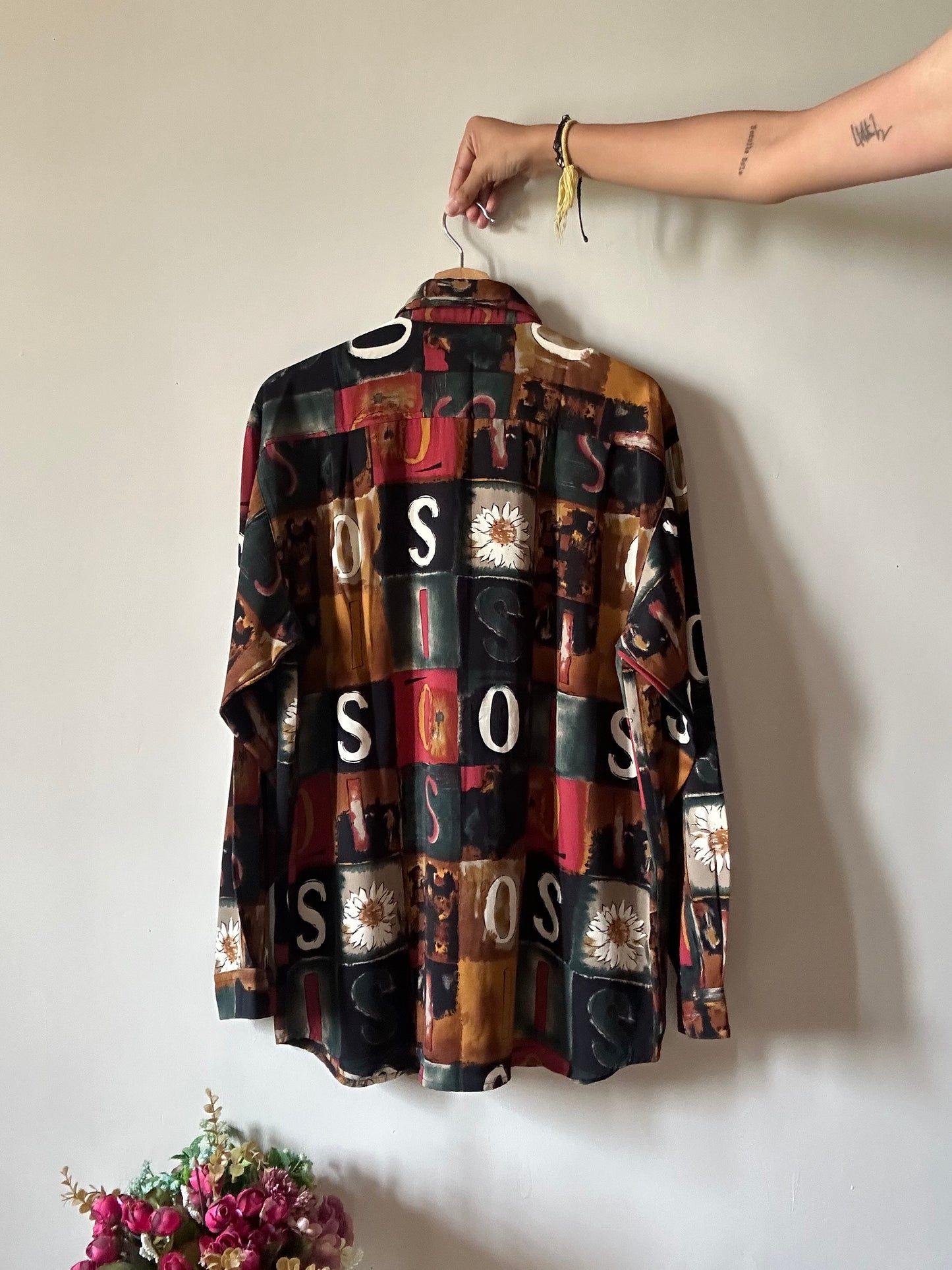 Vintage Abstract Alphabet Print Shirt