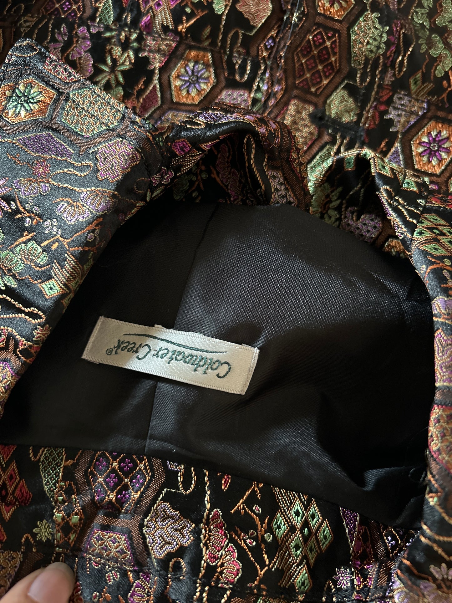 Coldwater Creek Vintage Weaved Black Multi Pattern Shaket