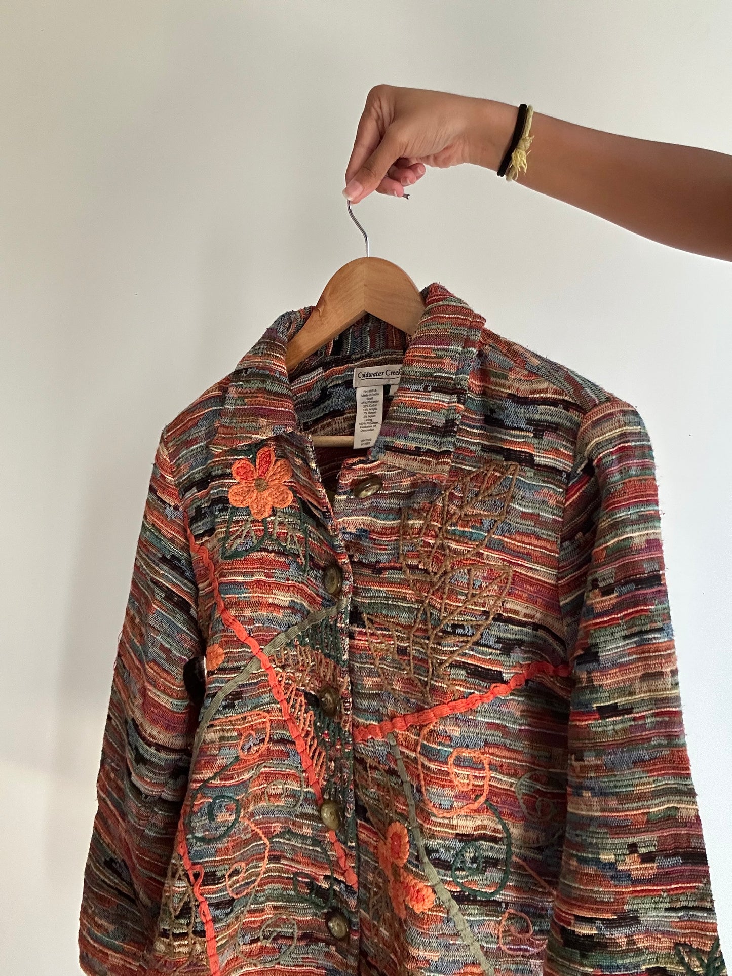 Coldwater Creek Vintage Weave and Embroidered Shaket