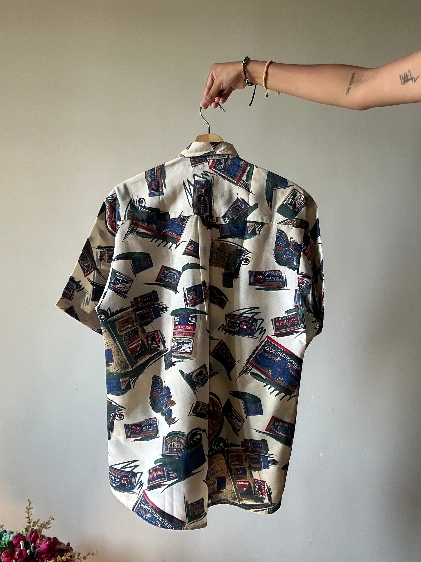 Vintage Netex Stamps and Matchbox Abstract Print Shirt