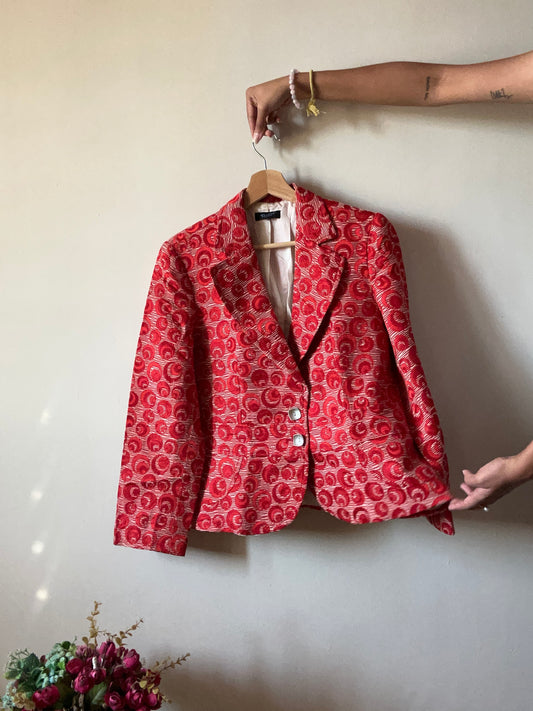 Drape Vintage Weaved Red Blazer