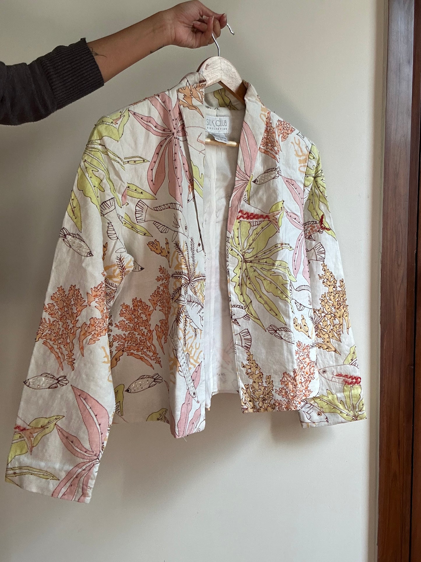 Vintage Silk Club All Embroidered And Beaded Linen Shaket
