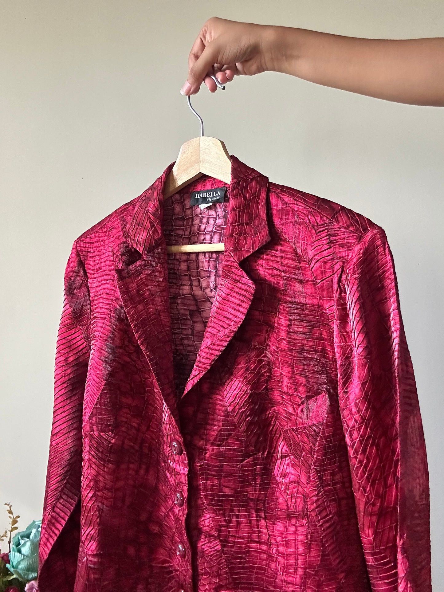 Ha Bella Vintage Textures and Printed Blazer