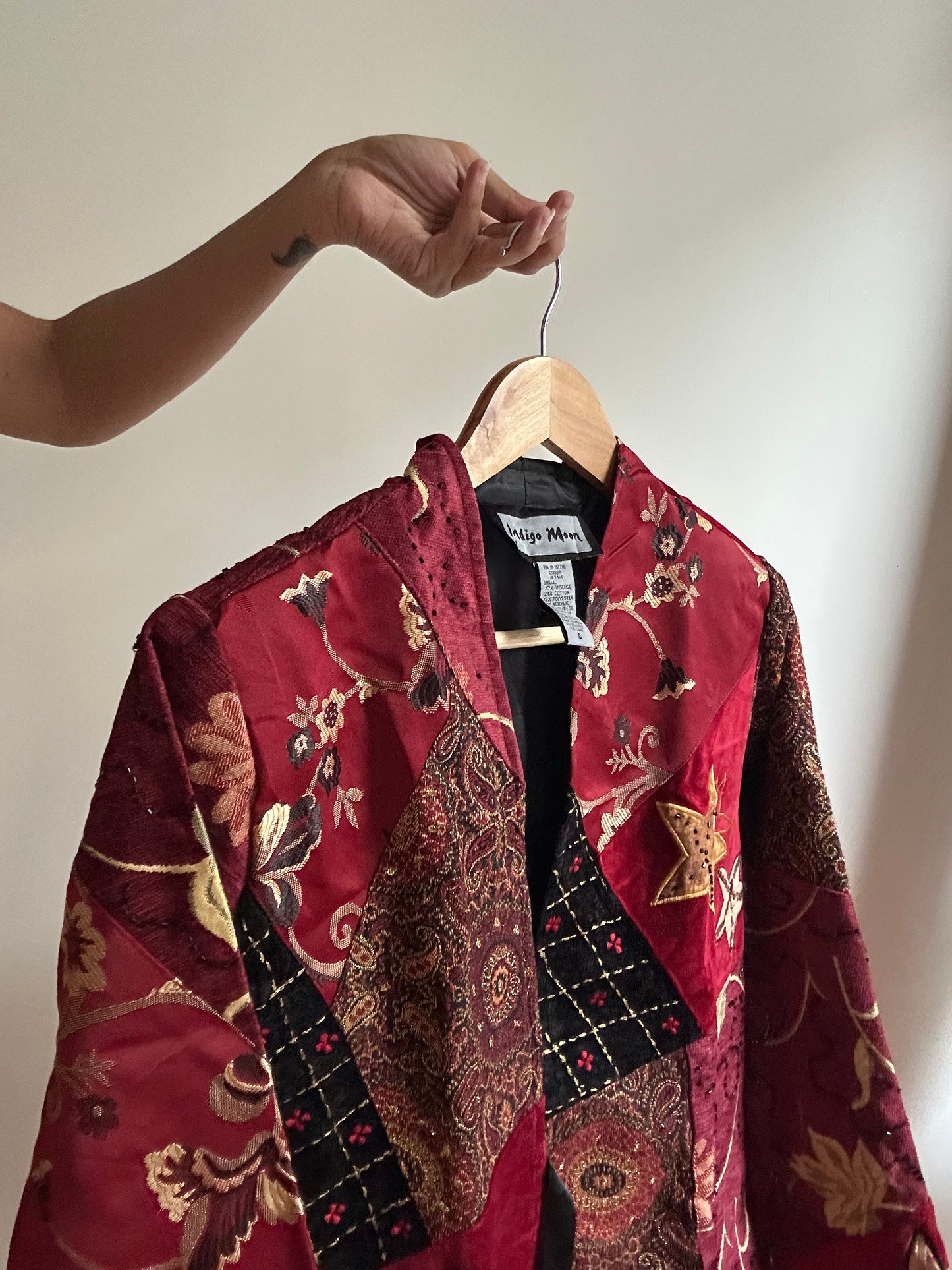 Indigo Moon Patchwork and Embroidered Beaded Shaket