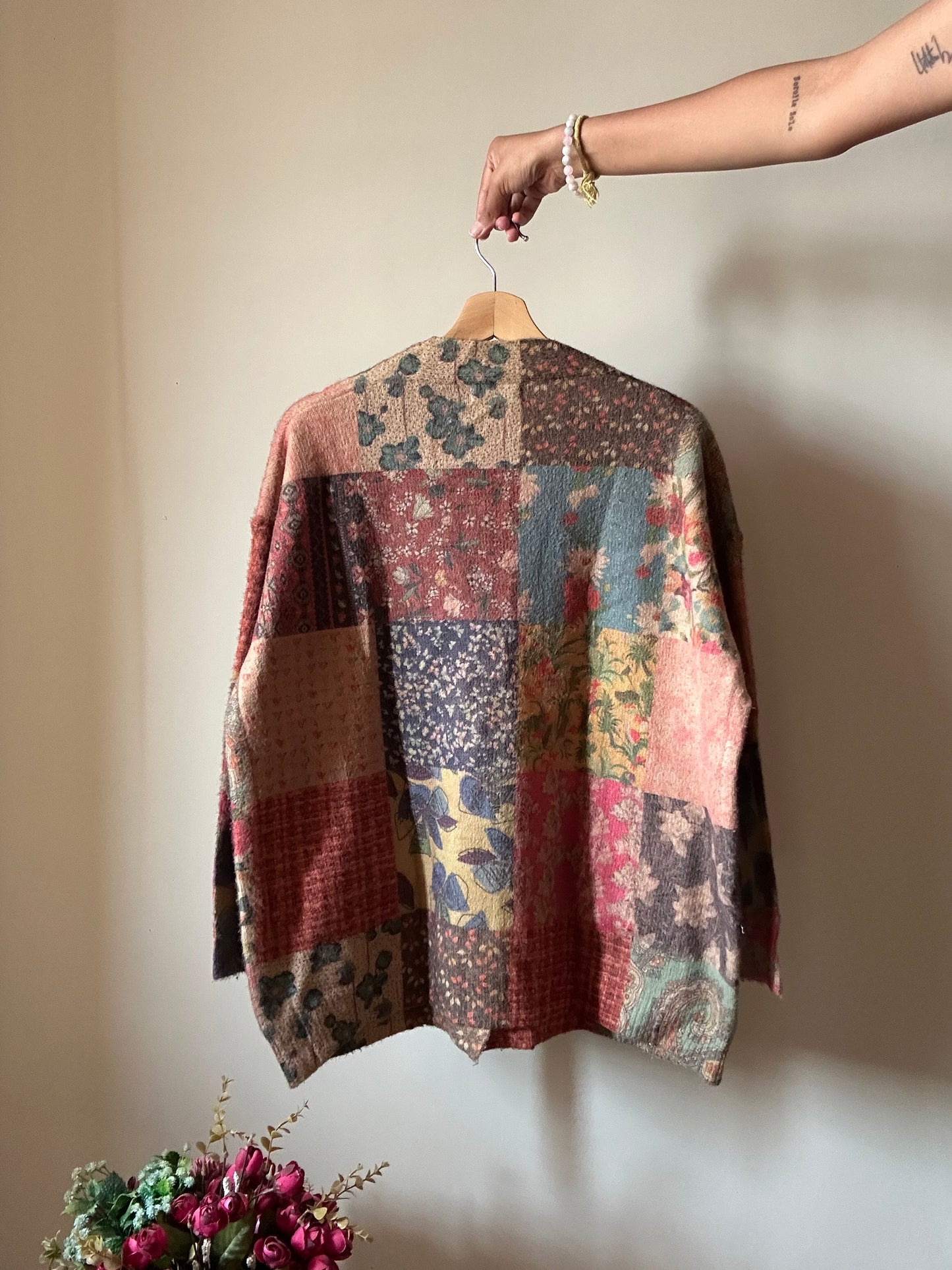 Ninan Vintage Printed Cardigan With Wooden Buttons