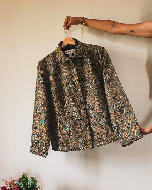 Brown Stone Studio Vintage Embroidered Zipper Shaket