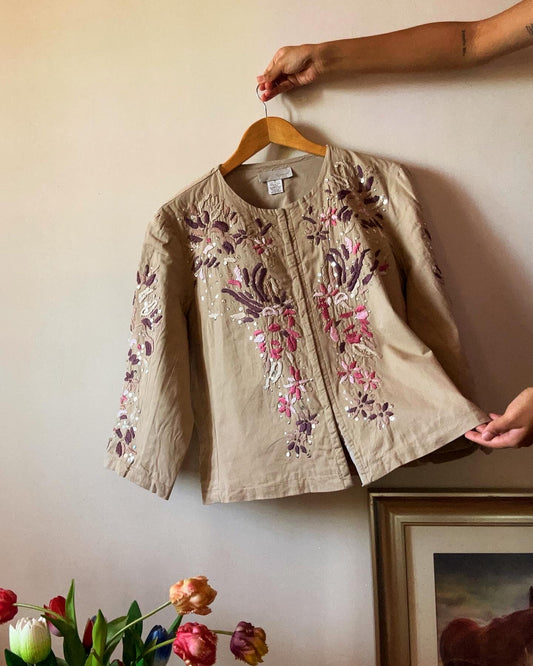 Vintage Embroidered Shaket In Brown