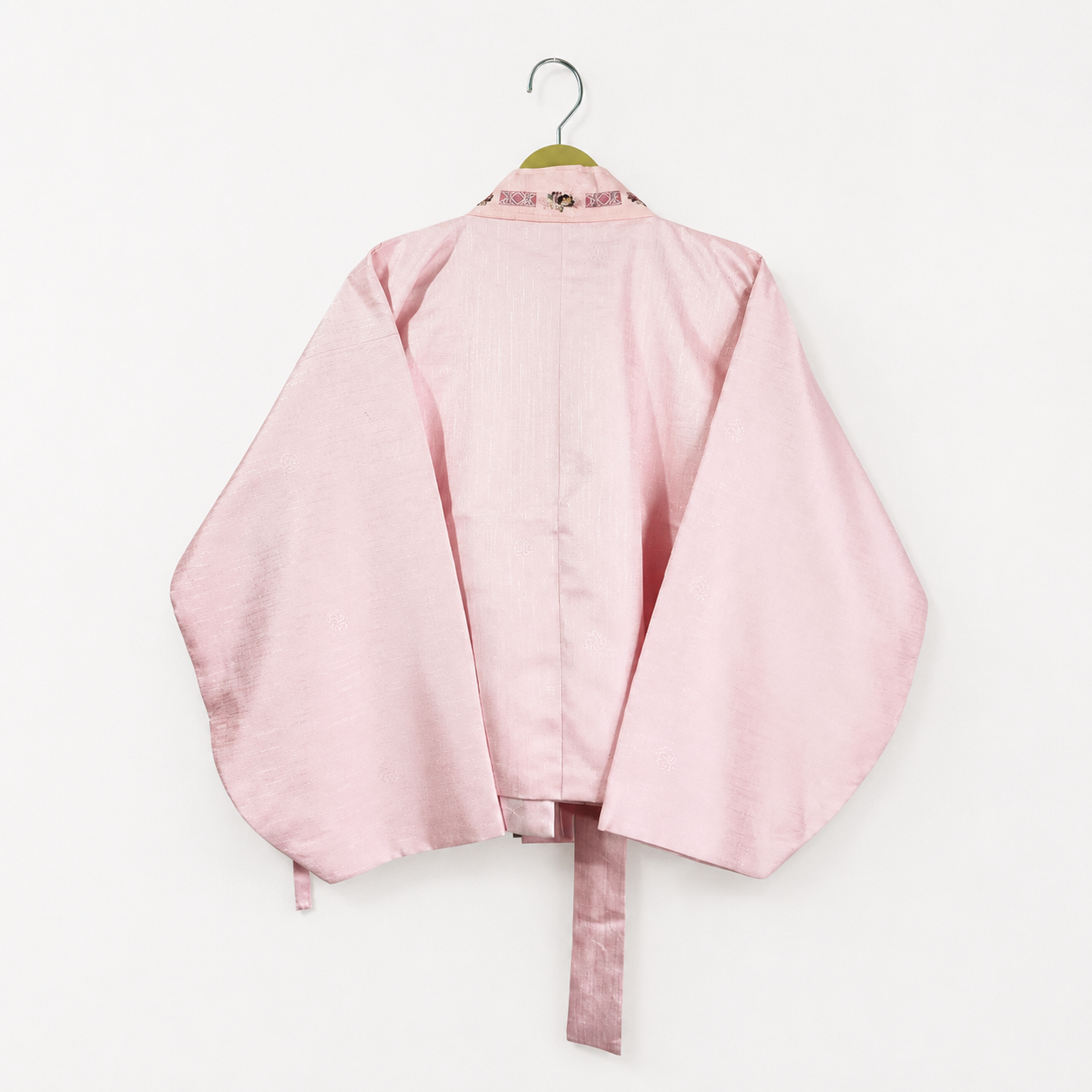 Vintage Traditional Korean Hanbok Jeogori Jacket, Light Pink Embroidered Top