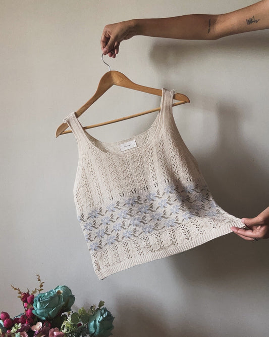 Pigment Vintage Floral Crochet Top