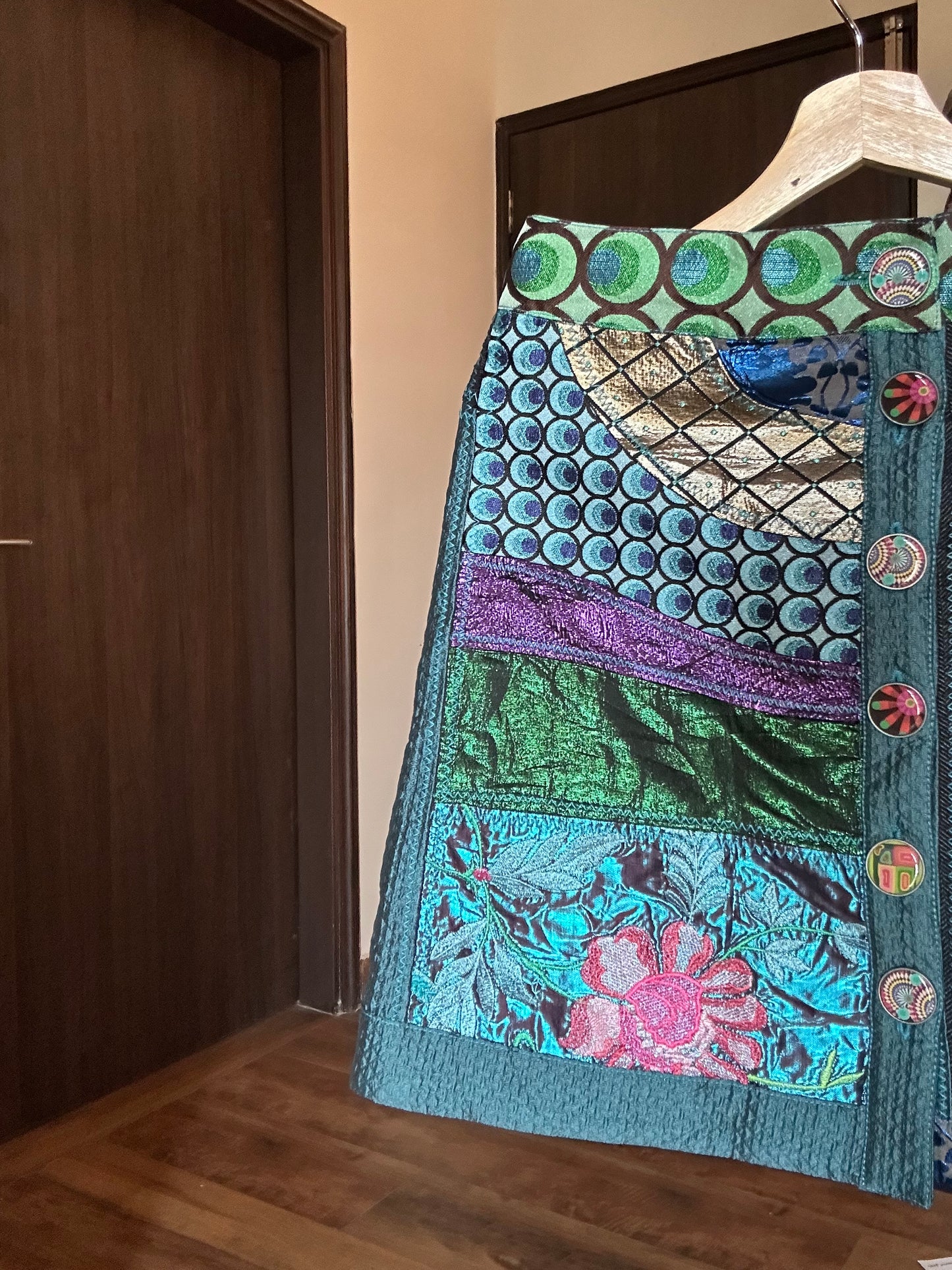 Vintage Desigual Patchwork and Embroidered Skirt